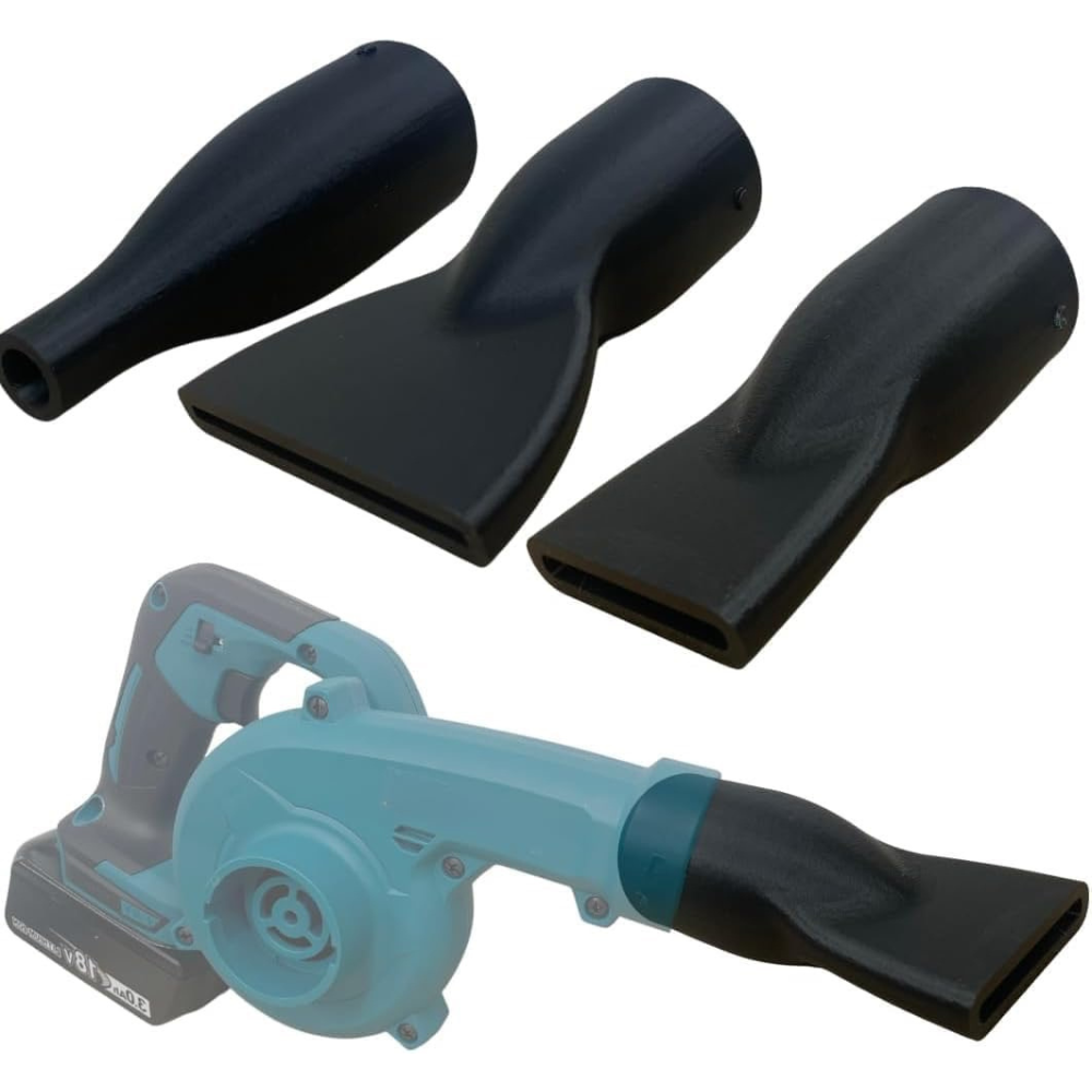 Set of 3D printed nozzle attachments for a cordless blower